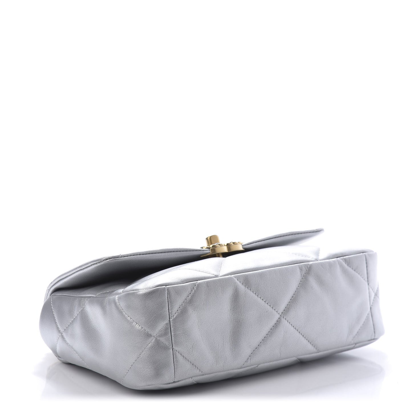 Metallic Goatskin Quilted Medium 19 Flap Silver