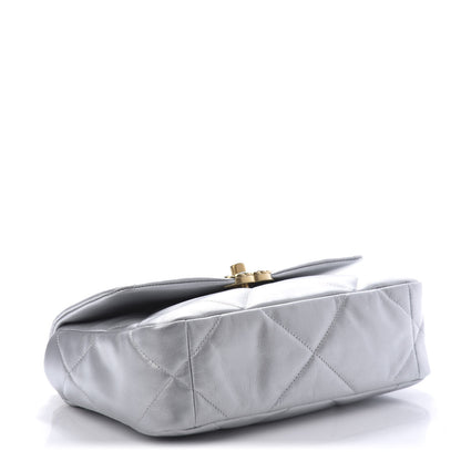 Chanel Metallic Goatskin Quilted Medium 19 Flap Silver 4 of 11