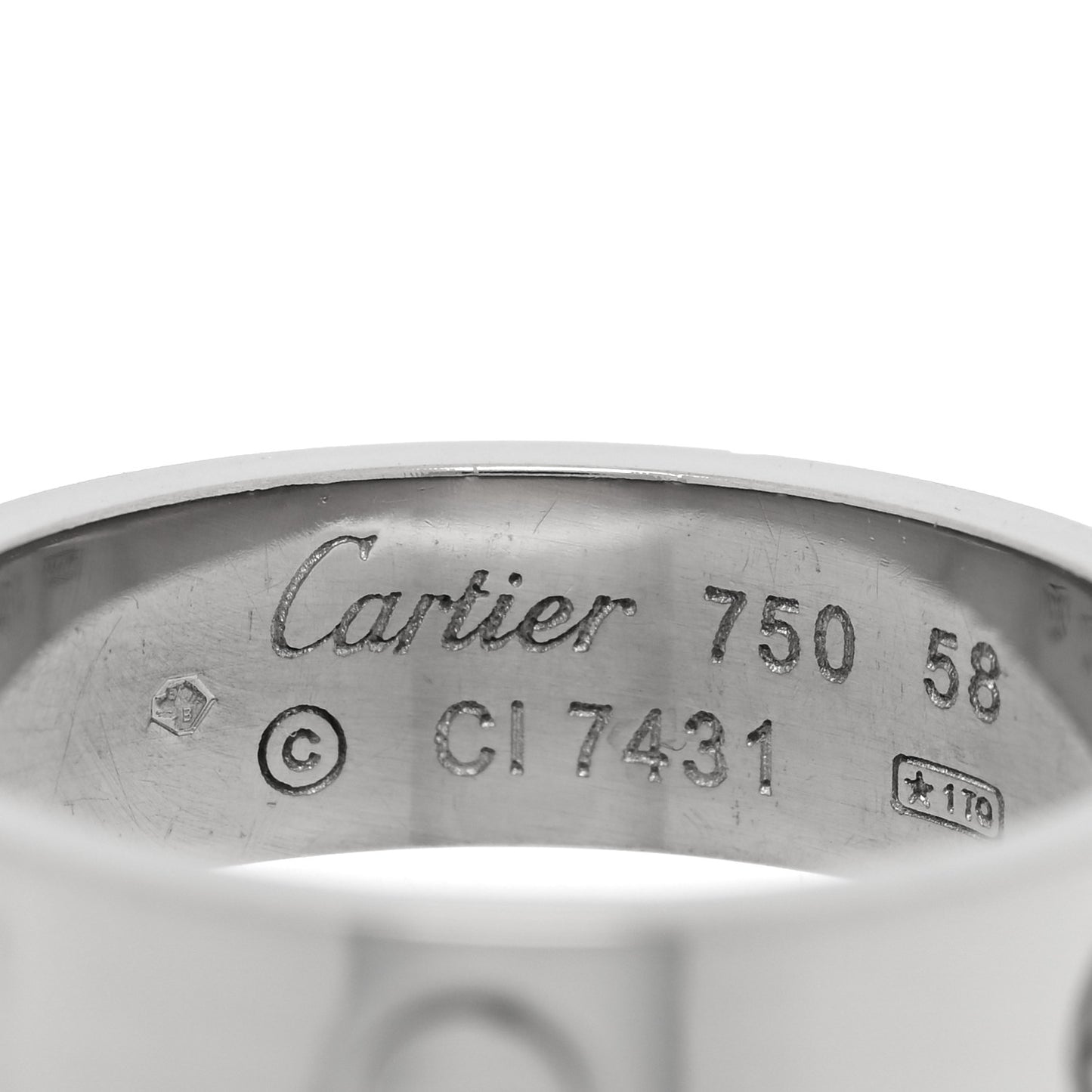 18K White Gold 6mm LOVE Ring 58 8.25