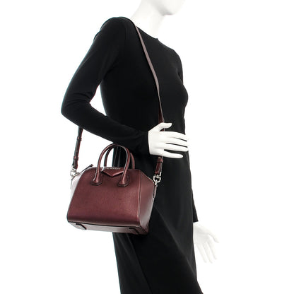 Givenchy Metallic Sugar Goatskin Mini Antigona Oxblood 2 of 8