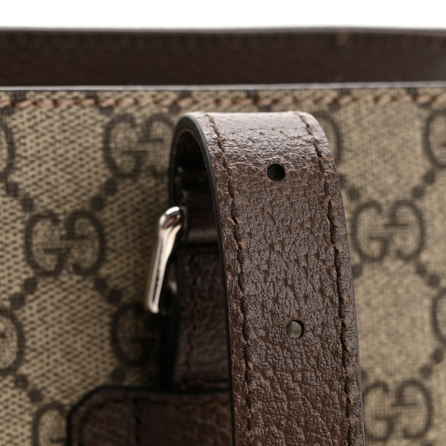 GG Supreme Monogram Textured Dollar Calfskin Small Detail Tote Beige Ebony New Acero