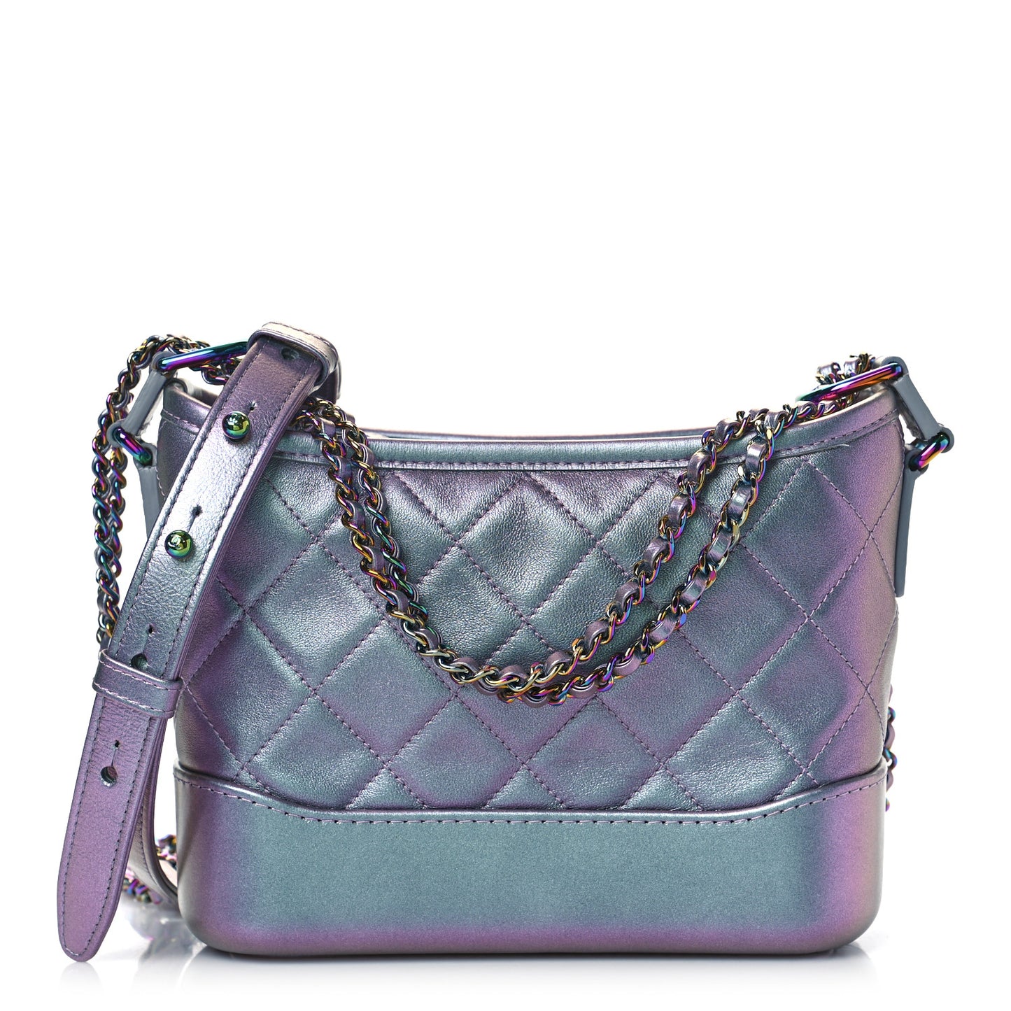 Iridescent Lambskin Calfskin Quilted Small Gabrielle Hobo Light Purple