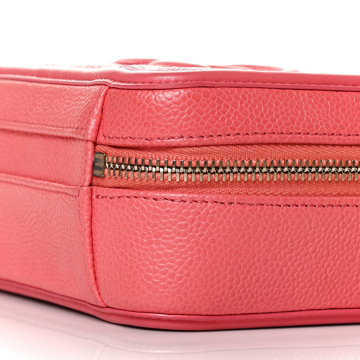 Caviar Quilted Small CC Filigree Vanity Case Coral
