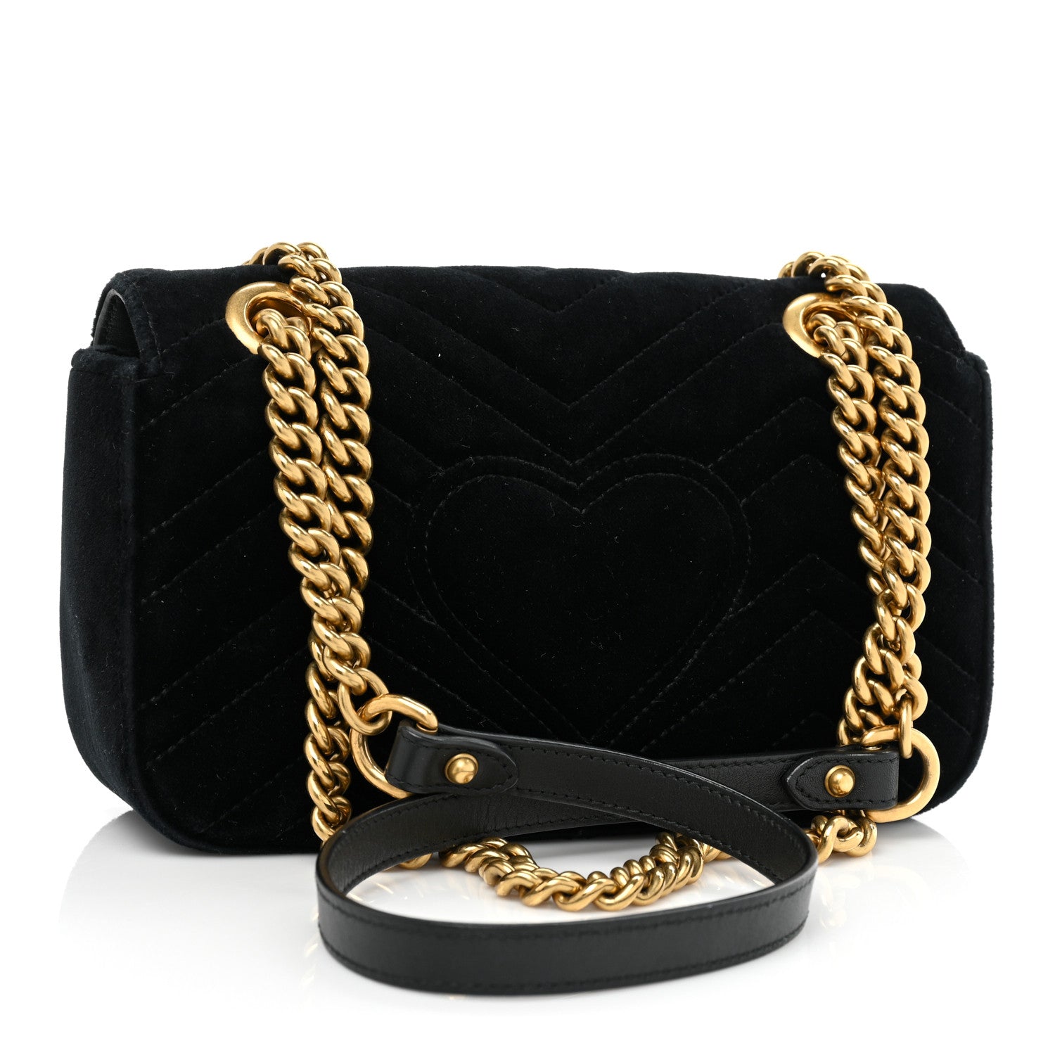 Gucci Velvet Matelasse Mini GG Marmont Shoulder Bag Black 3 of 12