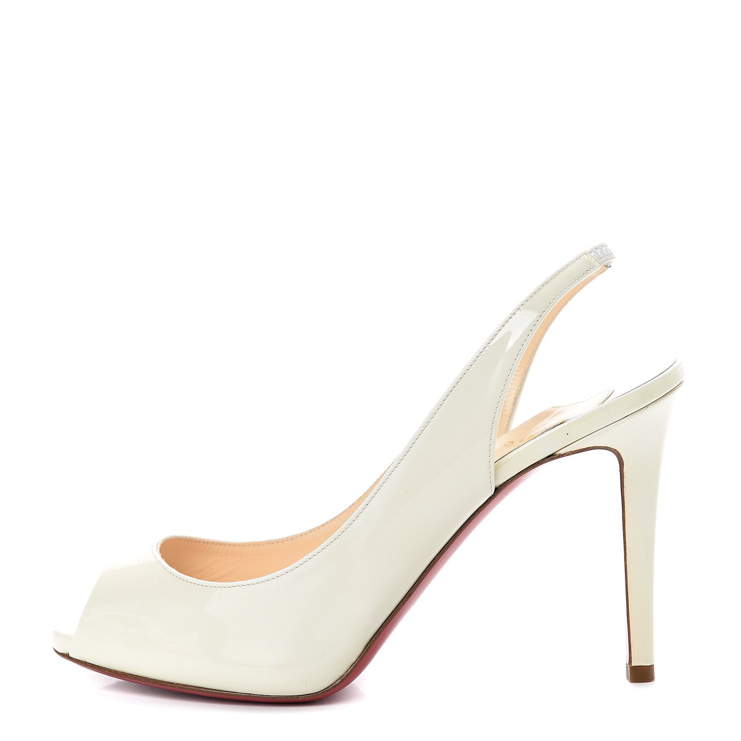 Christian Louboutin Patent Lady Sling 100 Pumps 37 Ivory 1 of 10