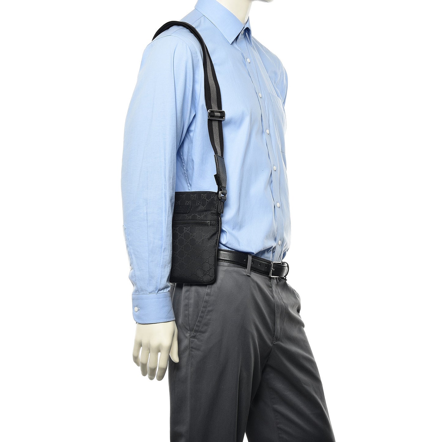 Nylon Monogram Mini Flat Messenger Bag Black