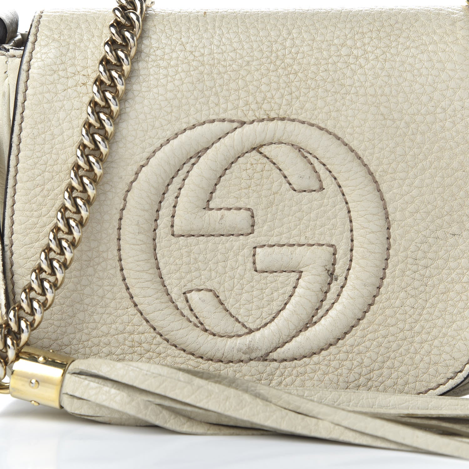 Gucci Pebbled Calfskin Small Soho Flap Crossbody Off White 11 of 11