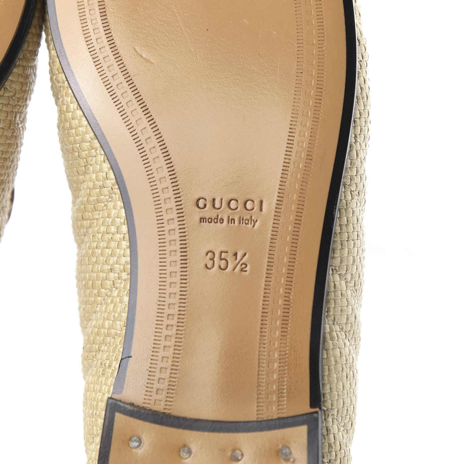 Gucci Raffia Elaphe Matelasse Horsebit Womens Jordaan Loafers 35.5 Natural Cream Brown 6 of 9