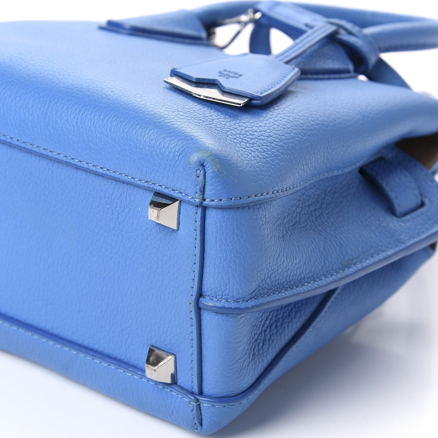Grained Calfskin Mini Milla Tote Mediterranean Blue