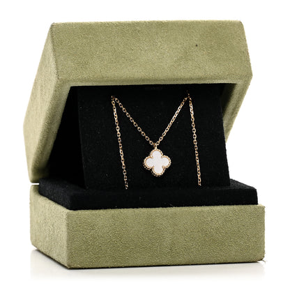 Van Cleef & Arpels 18K Yellow Gold Mother of Pearl Sweet Alhambra Pendant Necklace 5 of 5