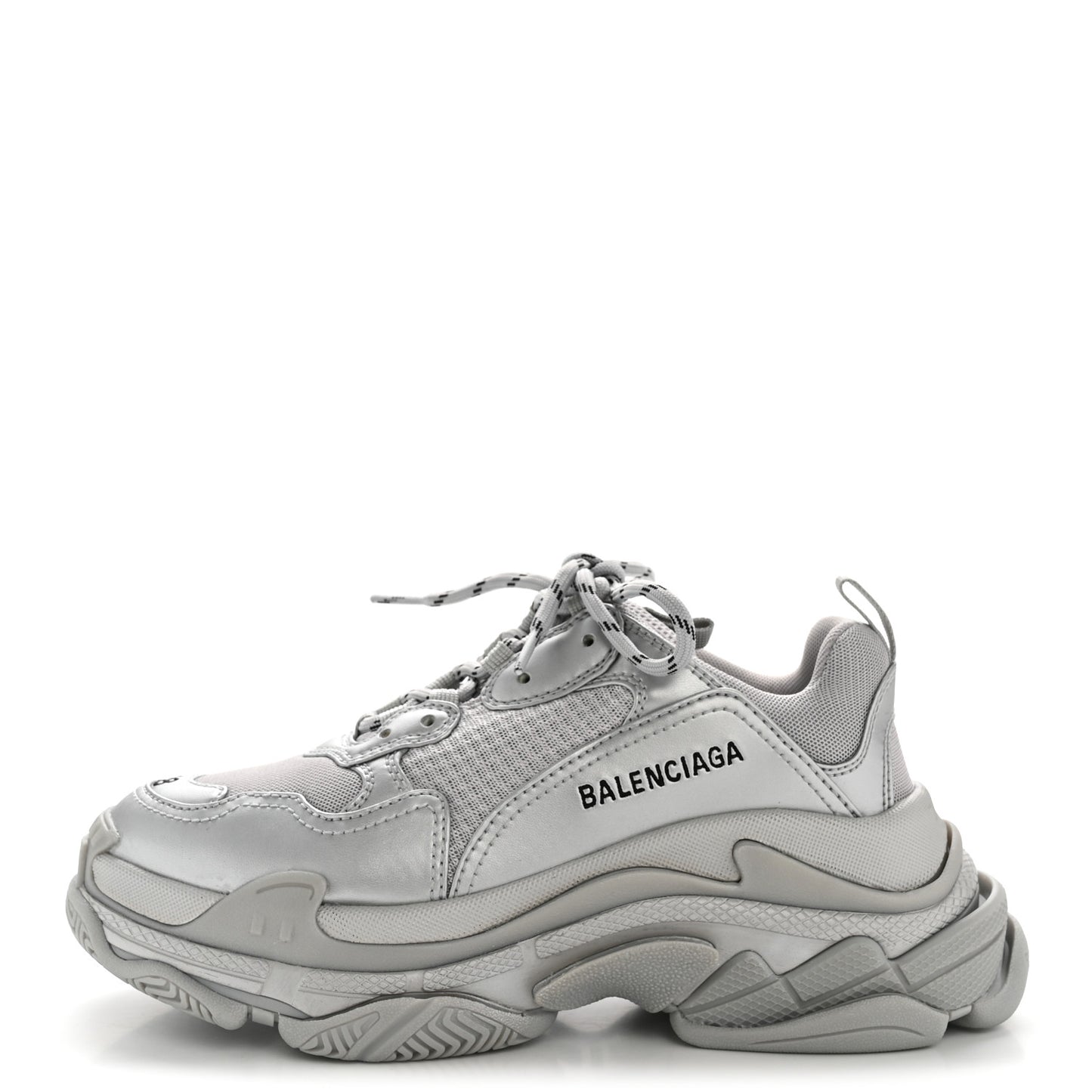 Metallic Fabric Mesh Womens Triple S Sneakers 38 Silver