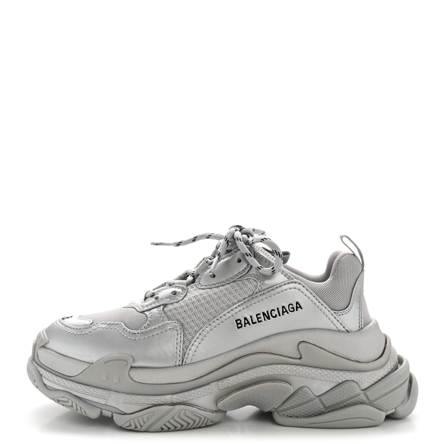Balenciaga Metallic Fabric Mesh Womens Triple S Sneakers 38 Silver 1 of 8