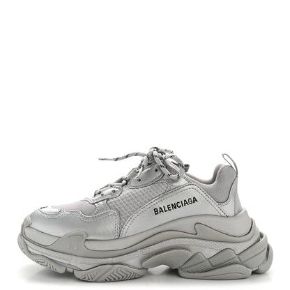 Balenciaga Metallic Fabric Mesh Womens Triple S Sneakers 38 Silver 1 of 8