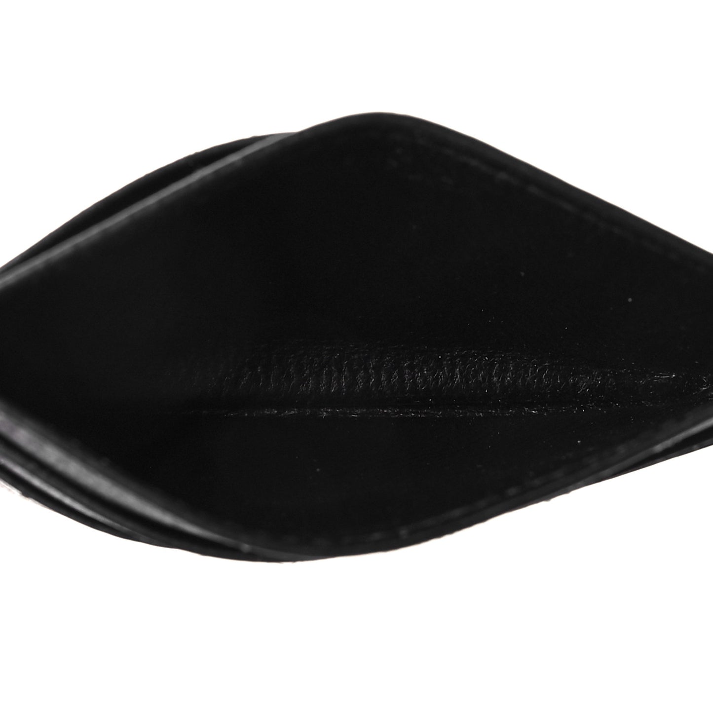 Calfskin Logo Perforated Cash Card Holder Black