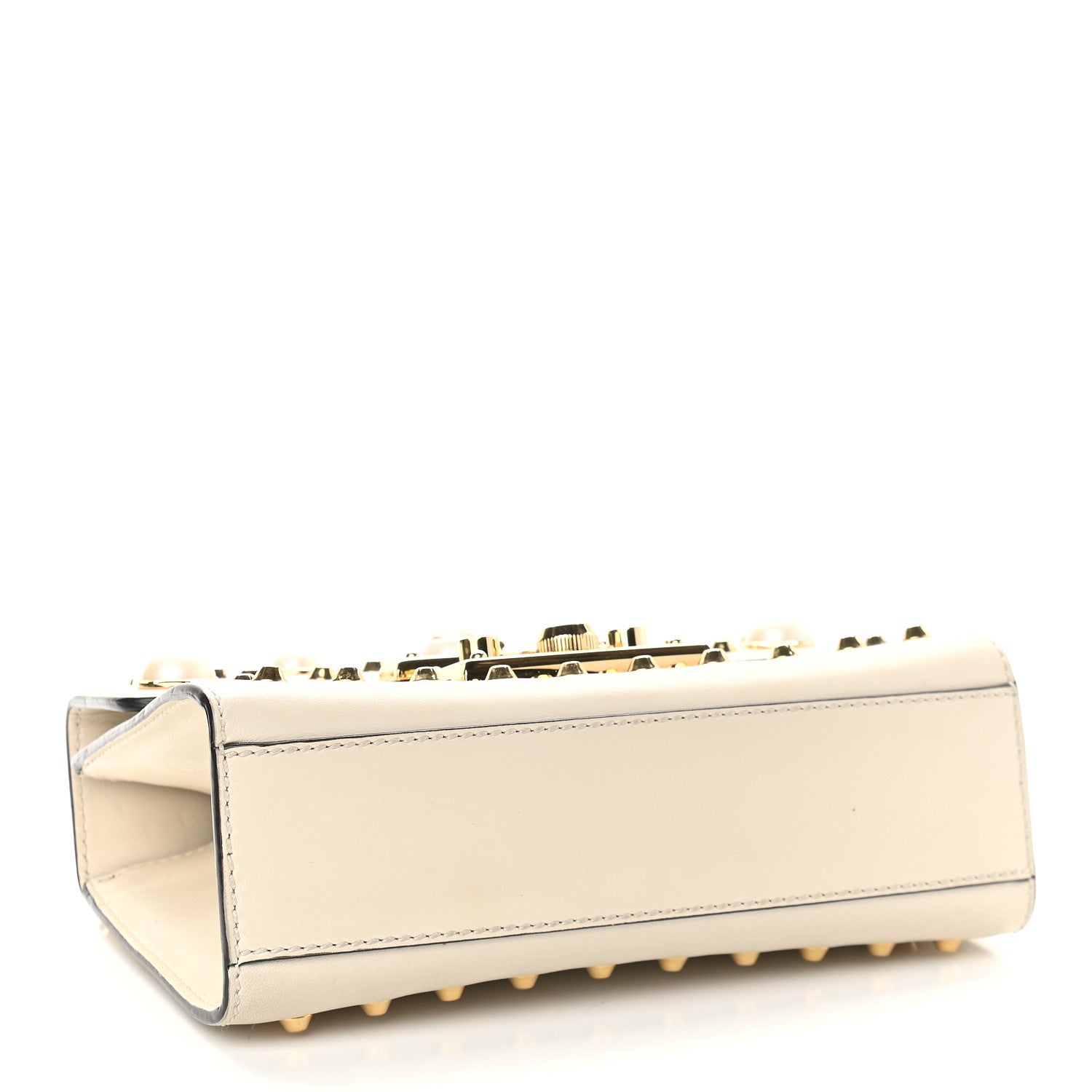 Gucci Calfskin Studded Small Padlock Shoulder Bag White 4 of 12