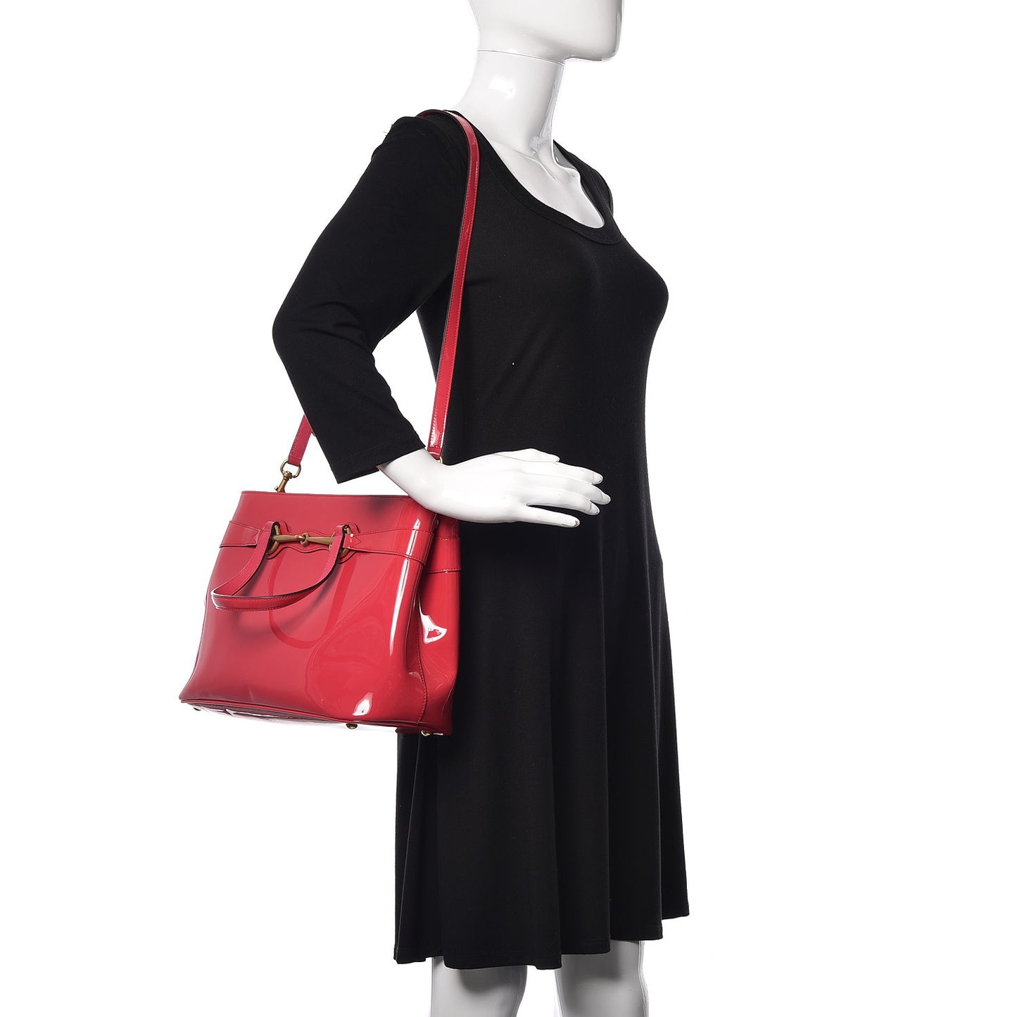 Patent Medium Bright Bit Top Handle Tote Shocking Pink