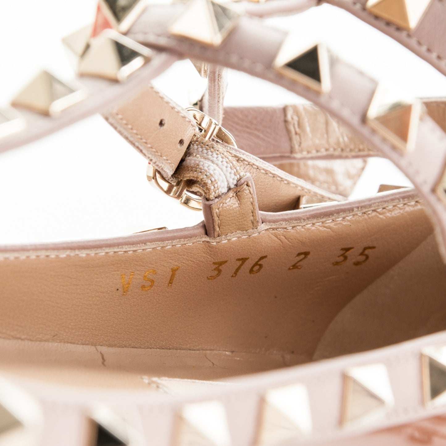 Patent Rockstud Cage Ballerina Flats 35 Brownish Poudre