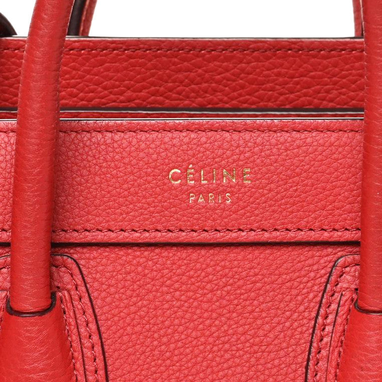 Drummed Calfskin Nano Luggage Red