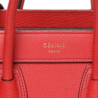 Celine Drummed Calfskin Nano Luggage Red 7 of 9