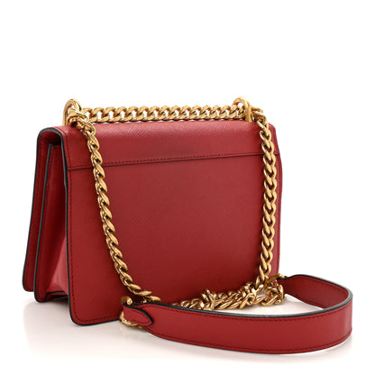Prada Saffiano Chain Shoulder Bag Fuoco 3 of 13