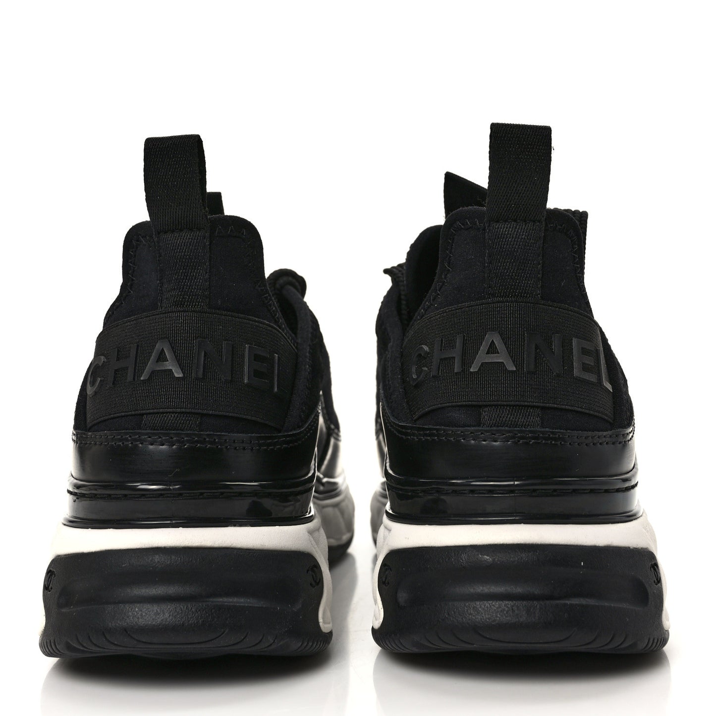 Velvet Calfskin Mixed Fibers CC Sneakers 36 Black