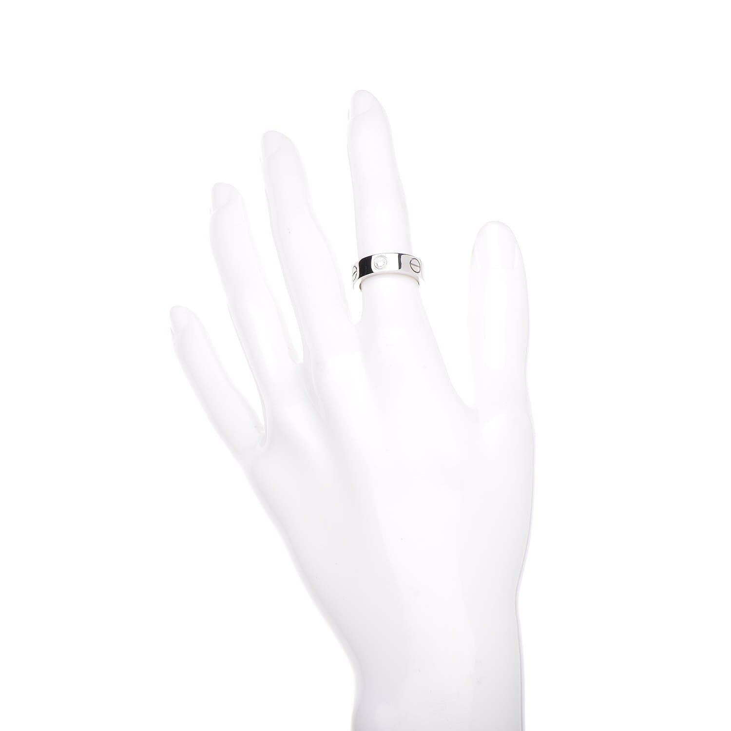 Cartier 18K White Gold 3 Diamond 5.5mm LOVE Ring 48 4.5 2 of 5