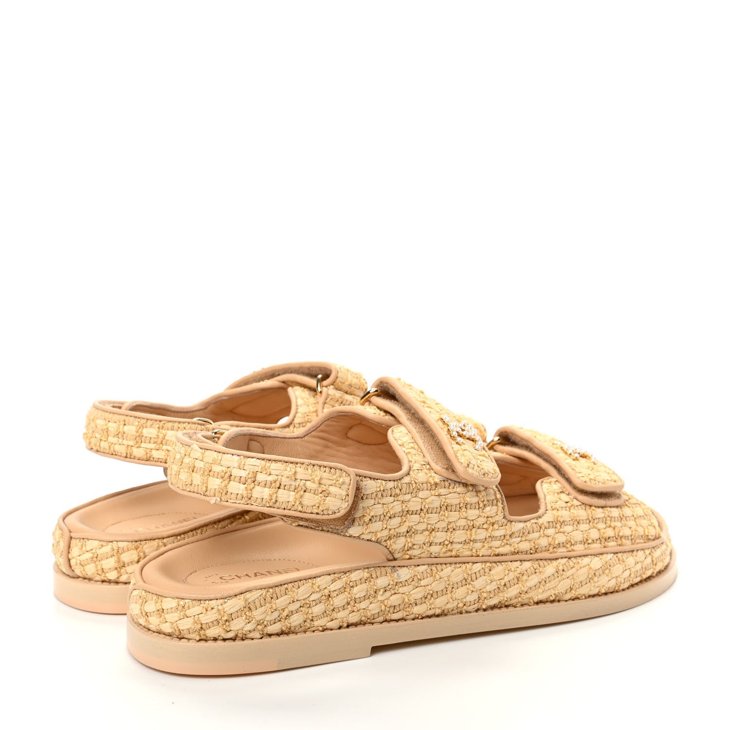 Chanel Braided Fabric Velcro Dad Sandals 40 Beige 4 of 11