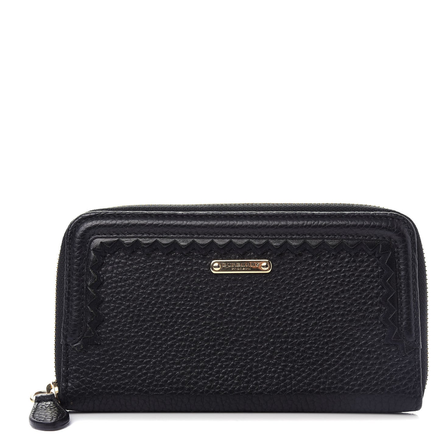 Grainy Calfskin Zip Around Wallet Black