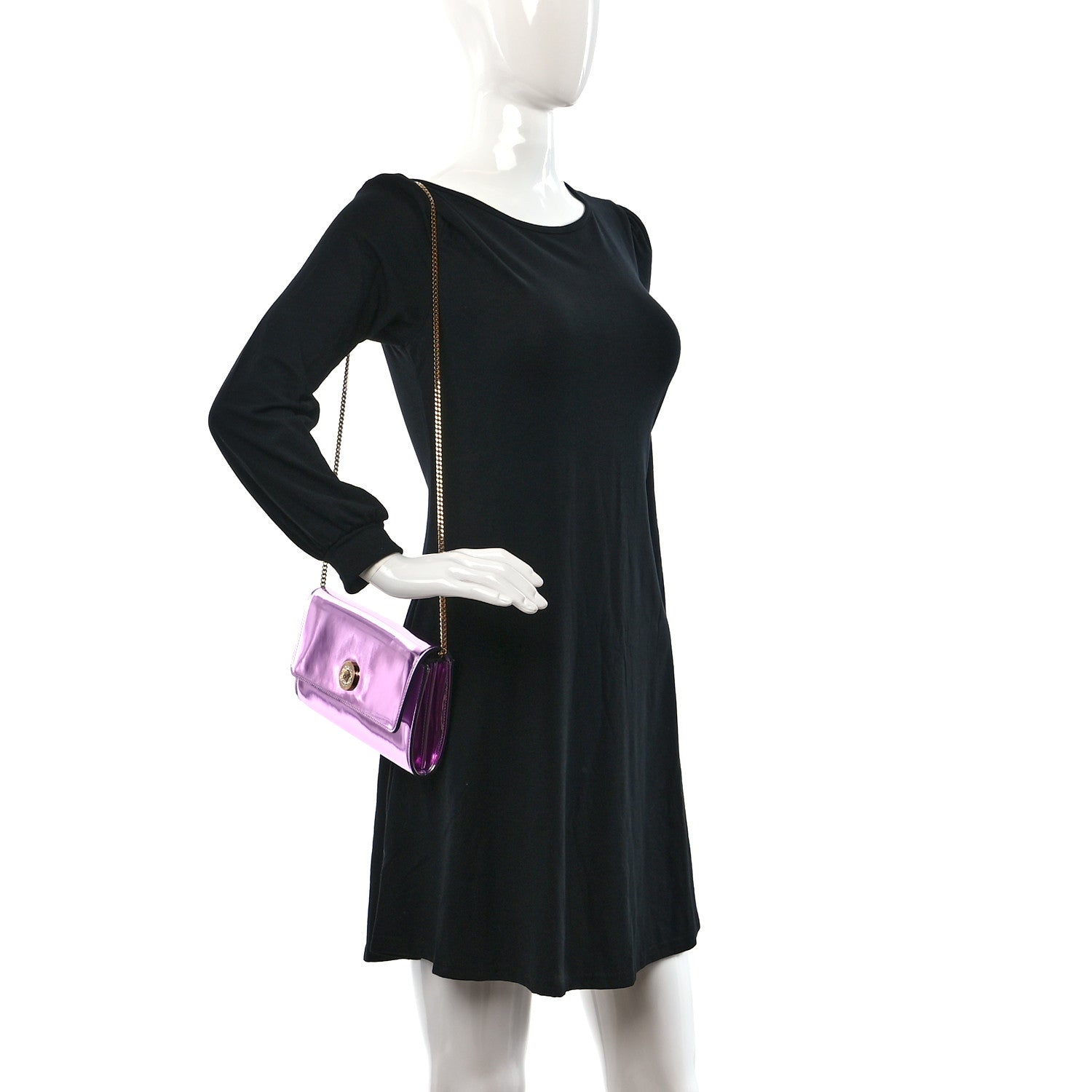 Versace Metallic Calfskin Medusa Evening Clutch Pink 2 of 10