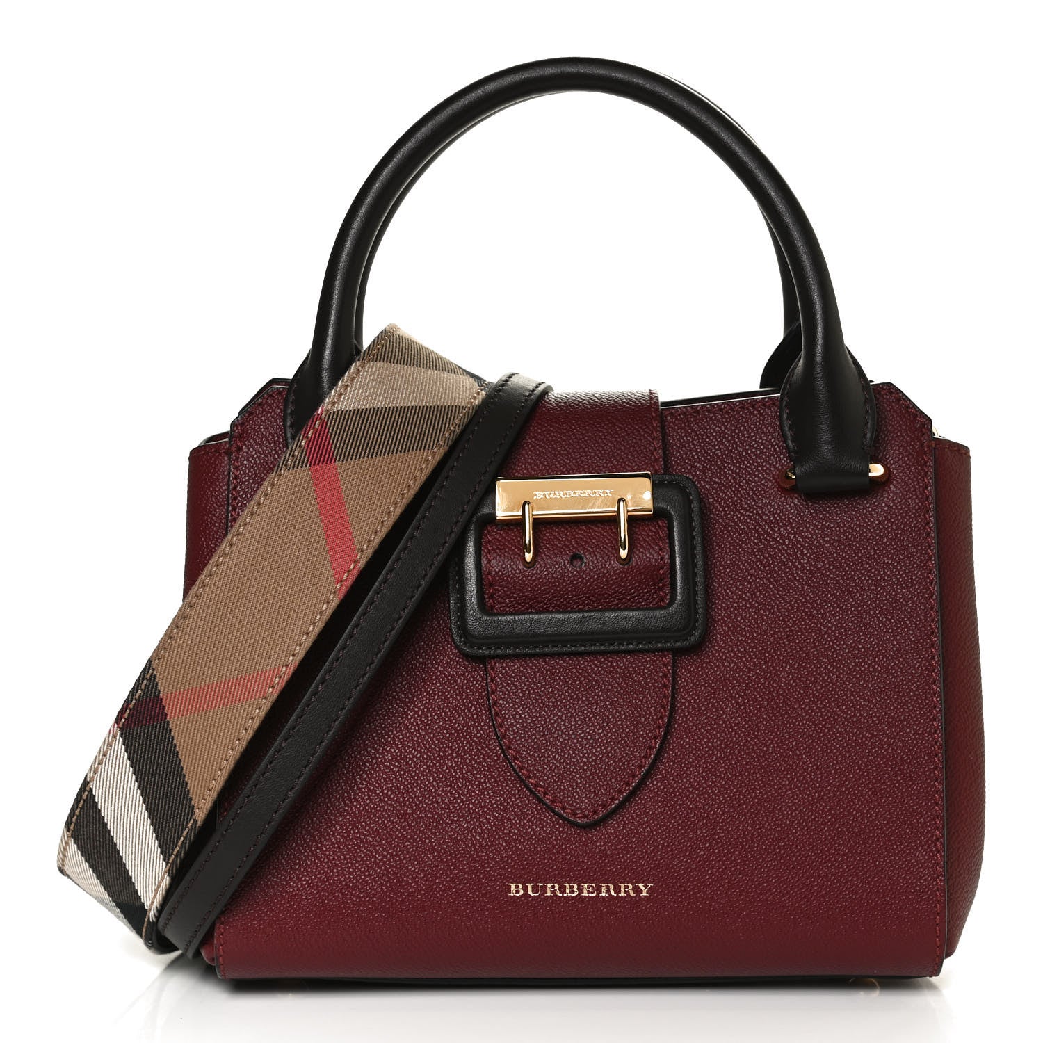 Burberry Soft Grain Calfskin Small Buckle Tote Antique Red 1 of 14