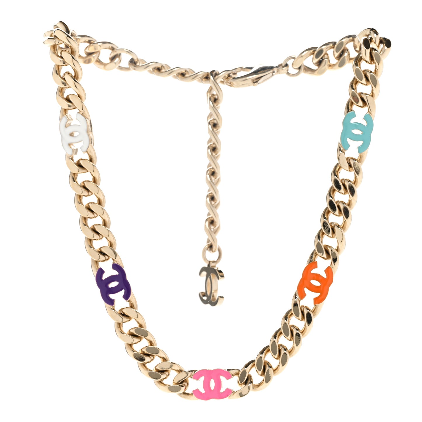 Metal Enamel Chain CC Choker Gold Multicolor