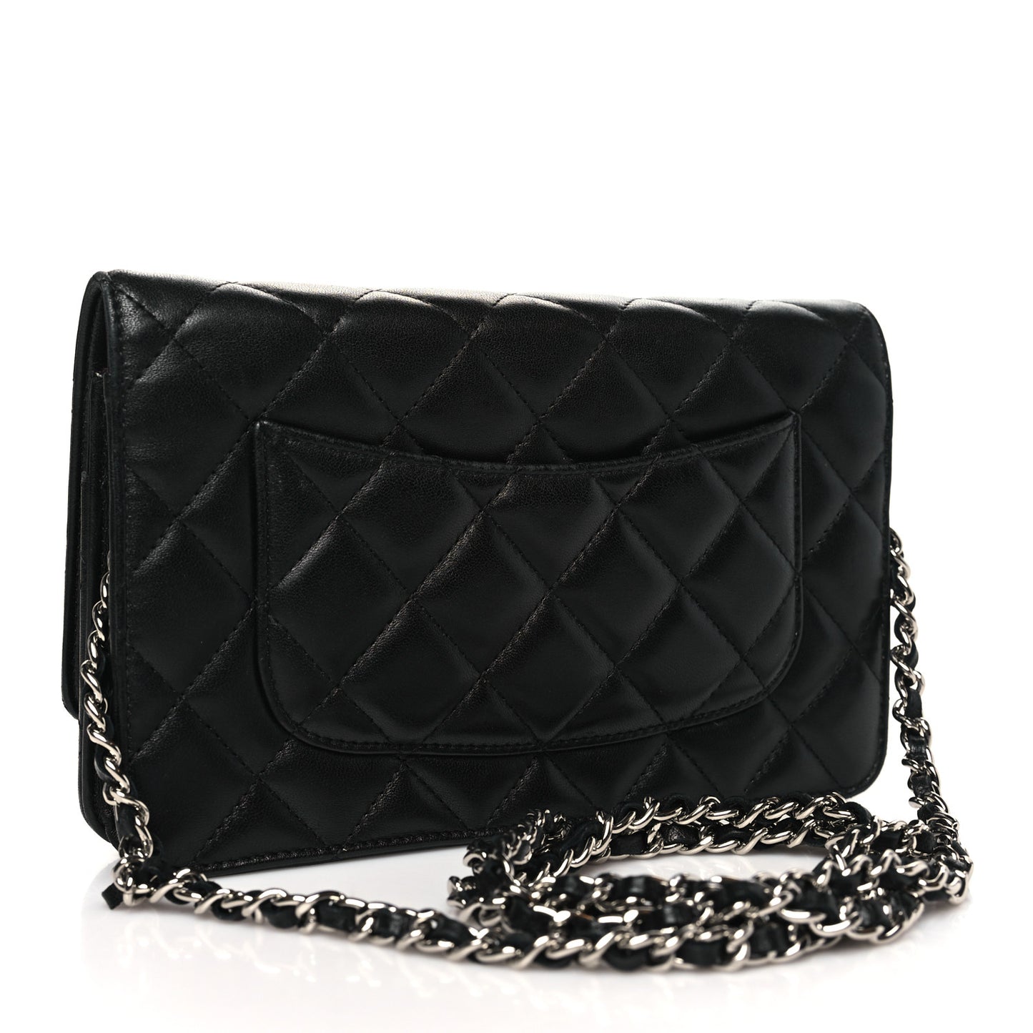 Lambskin Quilted Wallet On Chain WOC Black