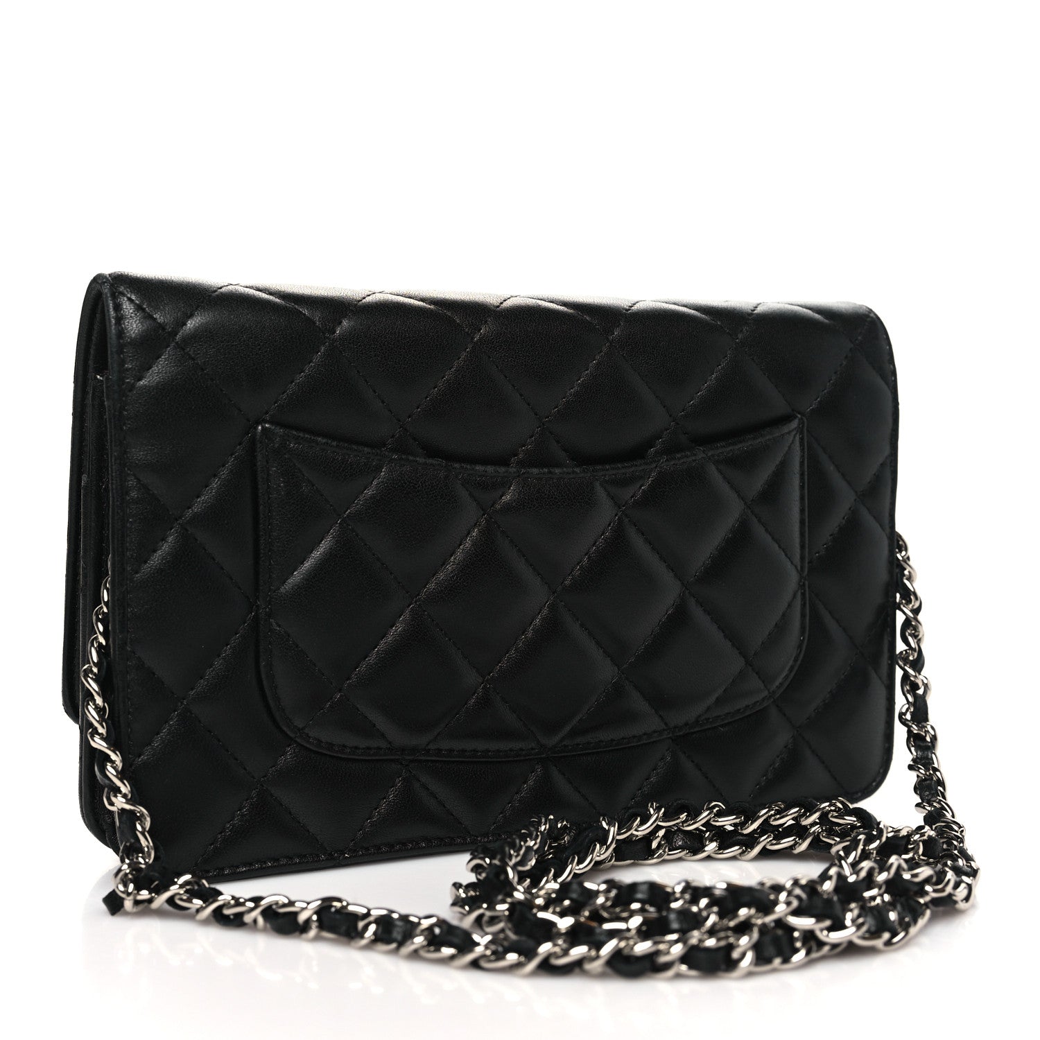 Chanel Lambskin Quilted Wallet On Chain WOC Black 3 of 12
