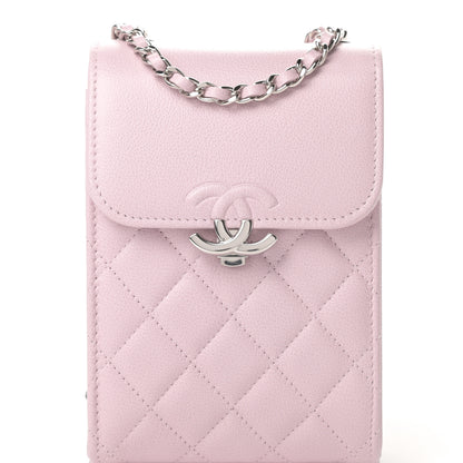 Chanel Grained Calfskin Quilted CC Box Clutch With Chain Rose 9 of 12