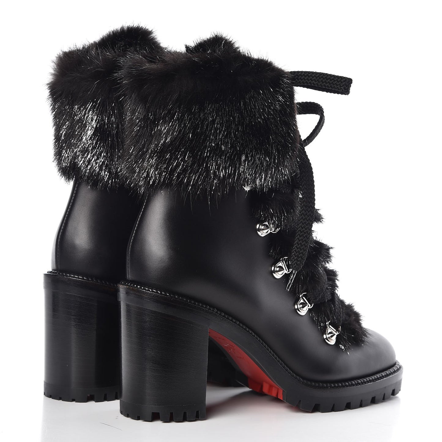Nappa Fox Fur Fanny 70 Ankle Boots 36 Black