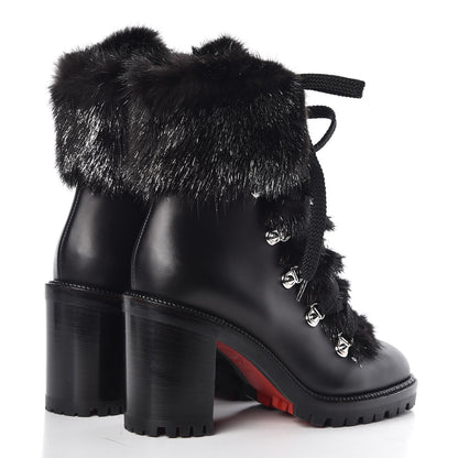 Christian Louboutin Nappa Fox Fur Fanny 70 Ankle Boots 36 Black 4 of 8
