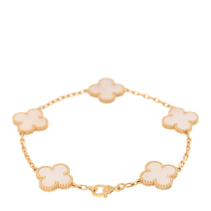 Van Cleef & Arpels 18K Yellow Gold Mother of Pearl 5 Motifs Vintage Alhambra Bracelet 2 of 3