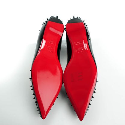 Christian Louboutin Patent Goldoflat Spikes Flats 37.5 Black 5 of 8
