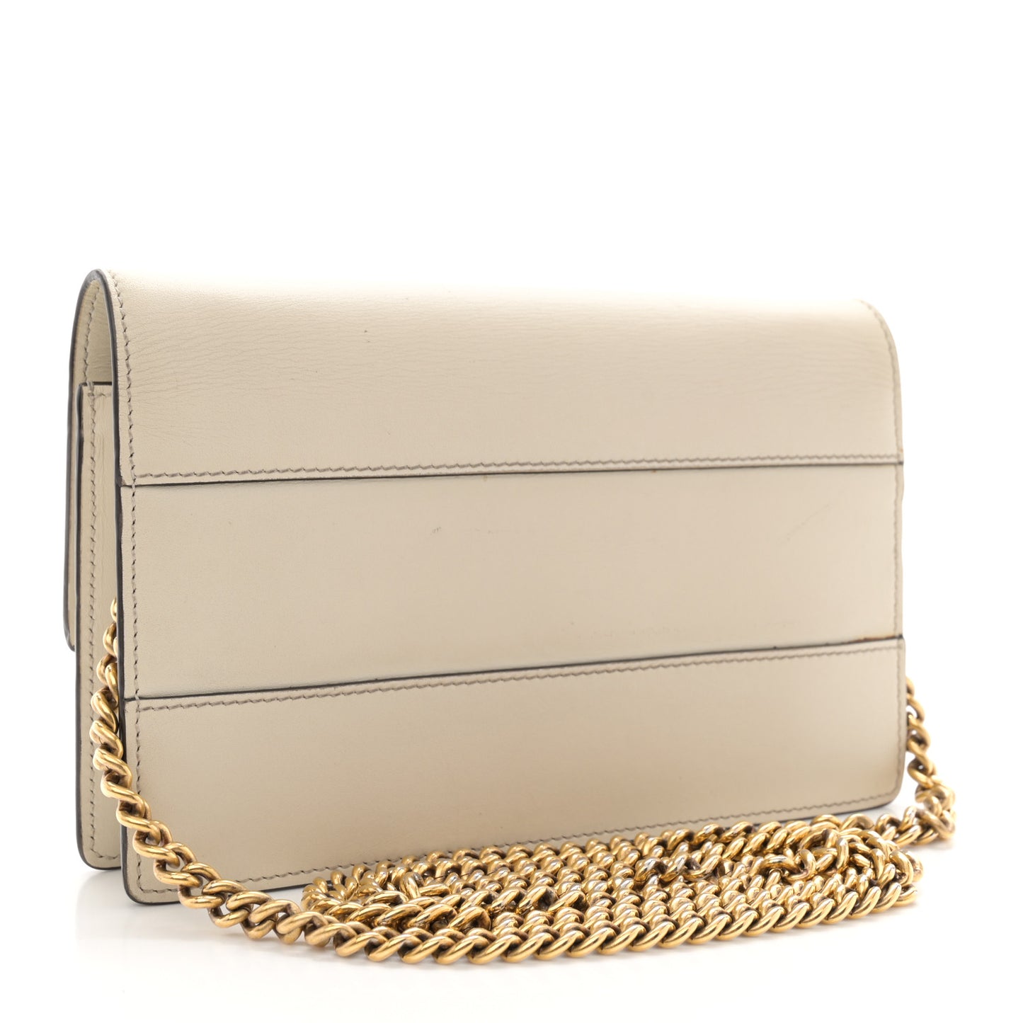 Calfskin Queen Margaret Chain Wallet Mystic White