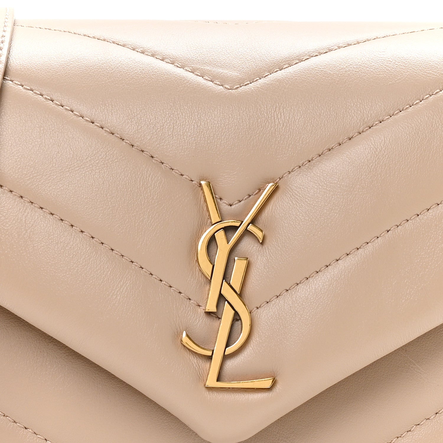 Saint Laurent Calfskin Y Quilted Monogram Toy Loulou Crossbody Bag Dark Beige 8 of 11