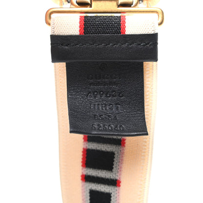 Gucci Jacquard Crystal Stripe Double G Belt 85 34 White 3 of 4