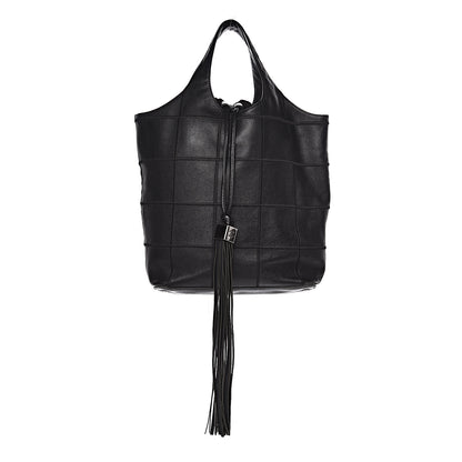 Chanel Calfskin Square Stitched Tassel Bag Black 1 of 17