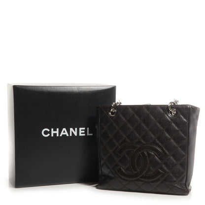 Chanel Caviar Petit Shopping Tote PST Dark Brown 8 of 8