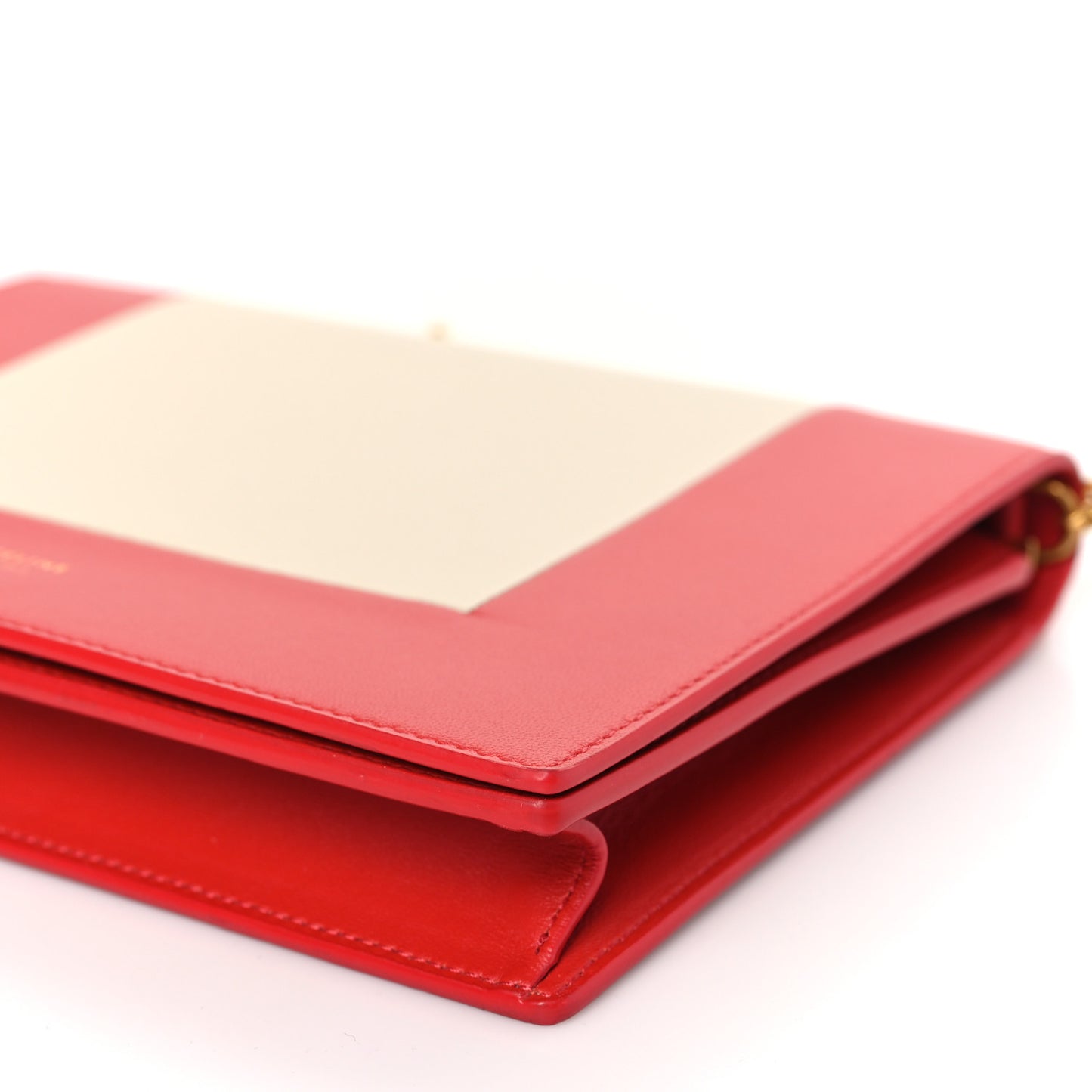 Smooth Lambskin Frame Evening Chain Clutch Grey Red