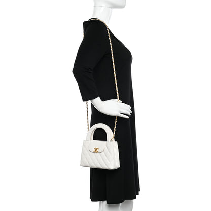 Chanel Shiny Aged Calfskin Quilted Nano Kelly Shopper White 2 of 11