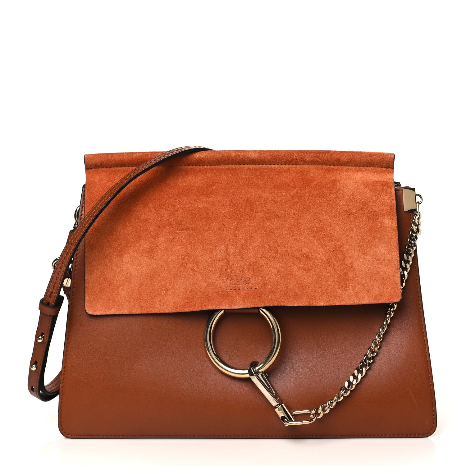 Chloe Suede Calfskin Medium Faye Shoulder Bag Tobacco 1 of 11
