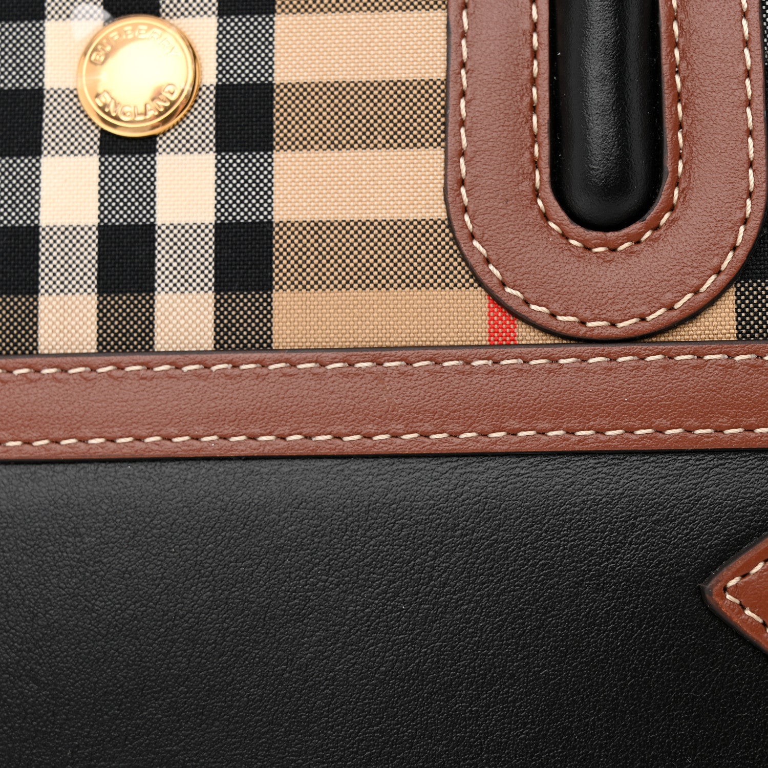 Burberry Calfskin Vintage Check Mini Two Handle Title Bag Black 12 of 13