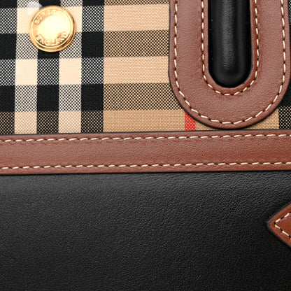 Burberry Calfskin Vintage Check Mini Two Handle Title Bag Black 12 of 13