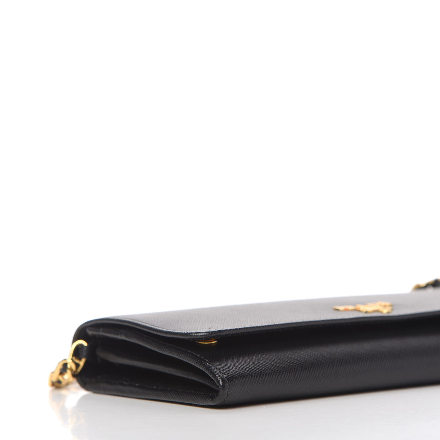 Prada Saffiano Metal Oro Chain Wallet Black 6 of 10