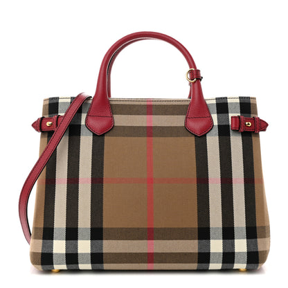 Burberry House Check Grainy Calfskin Medium Banner Tote Russet Red 1 of 12